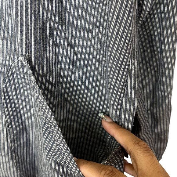 CP Shades Blue/White Striped Teton Lagenlook Tunic Top Size Medium **Flawed** - Picture 7 of 16
